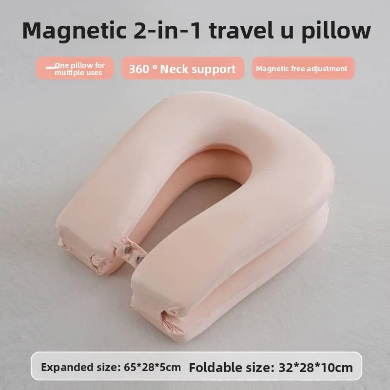 2026 new magnetic two-in-one travel U pillow is convenient and convenient to carry. Travel pillow protects cervical spine