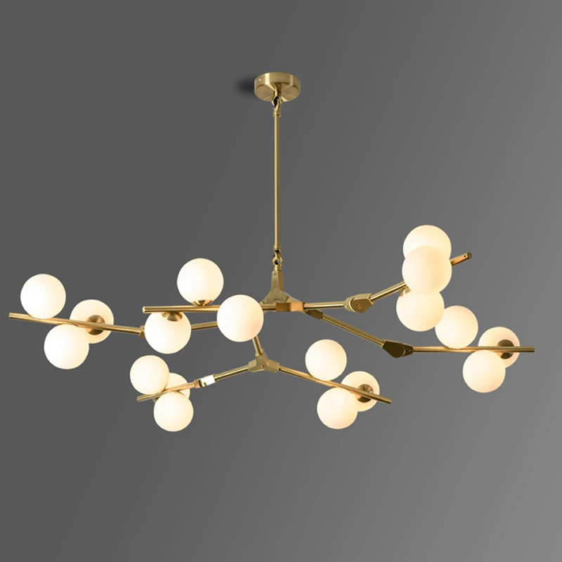 Imagem -04 - Nordic Tree Branches Led Candelabro Pingente de Luz Bolas de Vidro Dourado Preto Moderno Interior Sala de Estar Sala de Jantar Quarto Novo