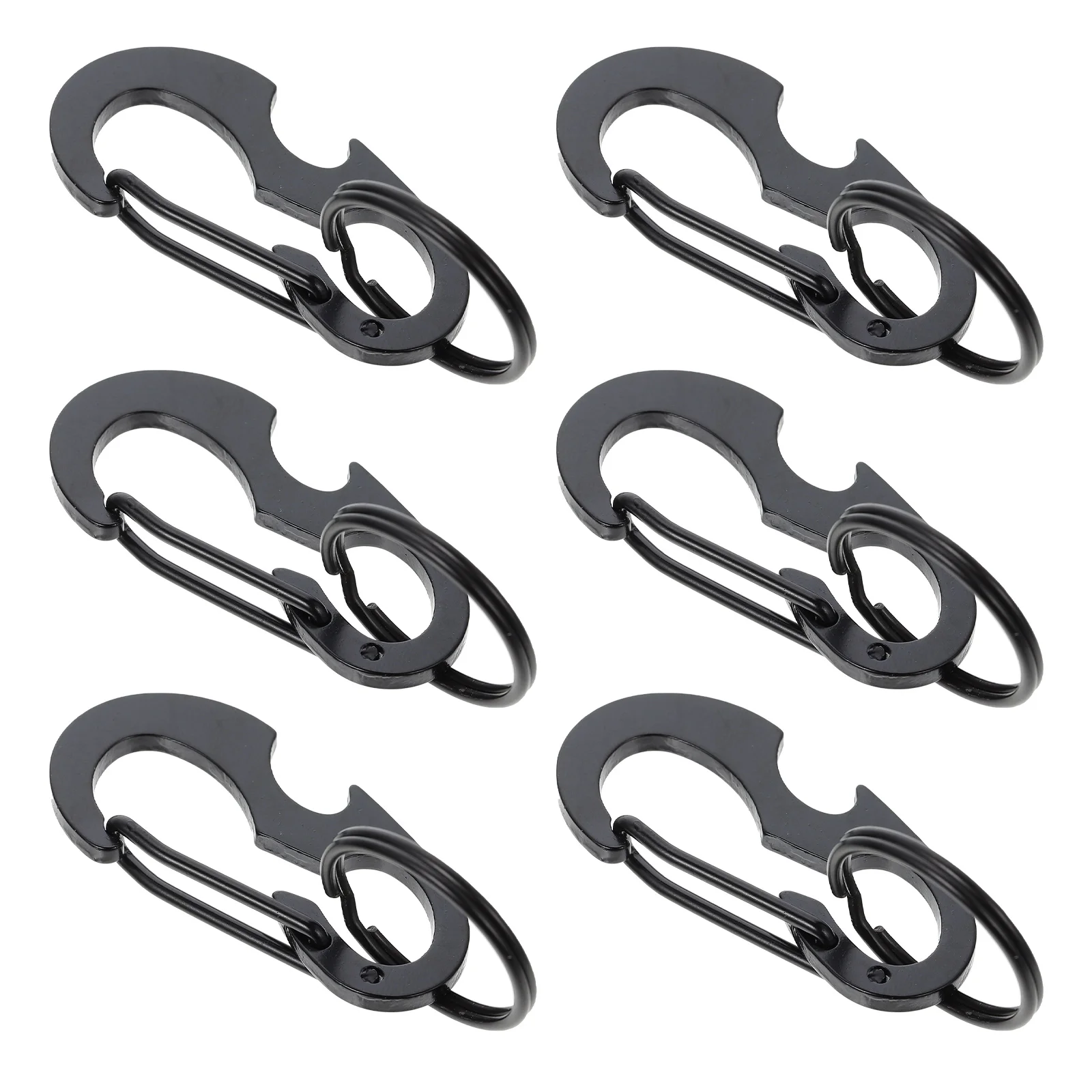 

6pcs Keychain Stainless Steel Climbing Carabiner Bottle Openers Multifunctional D-shaped Buckle Hanging Tool for Outdoor