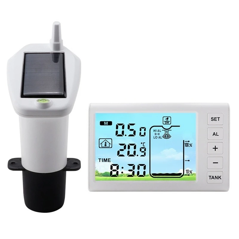 Multifunctional Ultrasonic Level Gauge Transmitter Solar Rechargeable Electronic Digital Display Water Tank Water Level Monitor