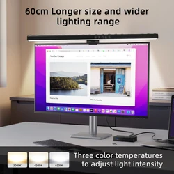 LED 모니터 조명, 컴퓨터 독서 스크린, 걸이식 책상 조명, 무단 조광 램프, 모니터 조명, 침실 사무실, 60cm