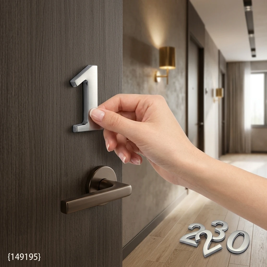 Small Room Number Stickers Electroplated Metal for Hotel Doors Durable 5x3.5cm Adhesive Wall Signage Office Home Decor