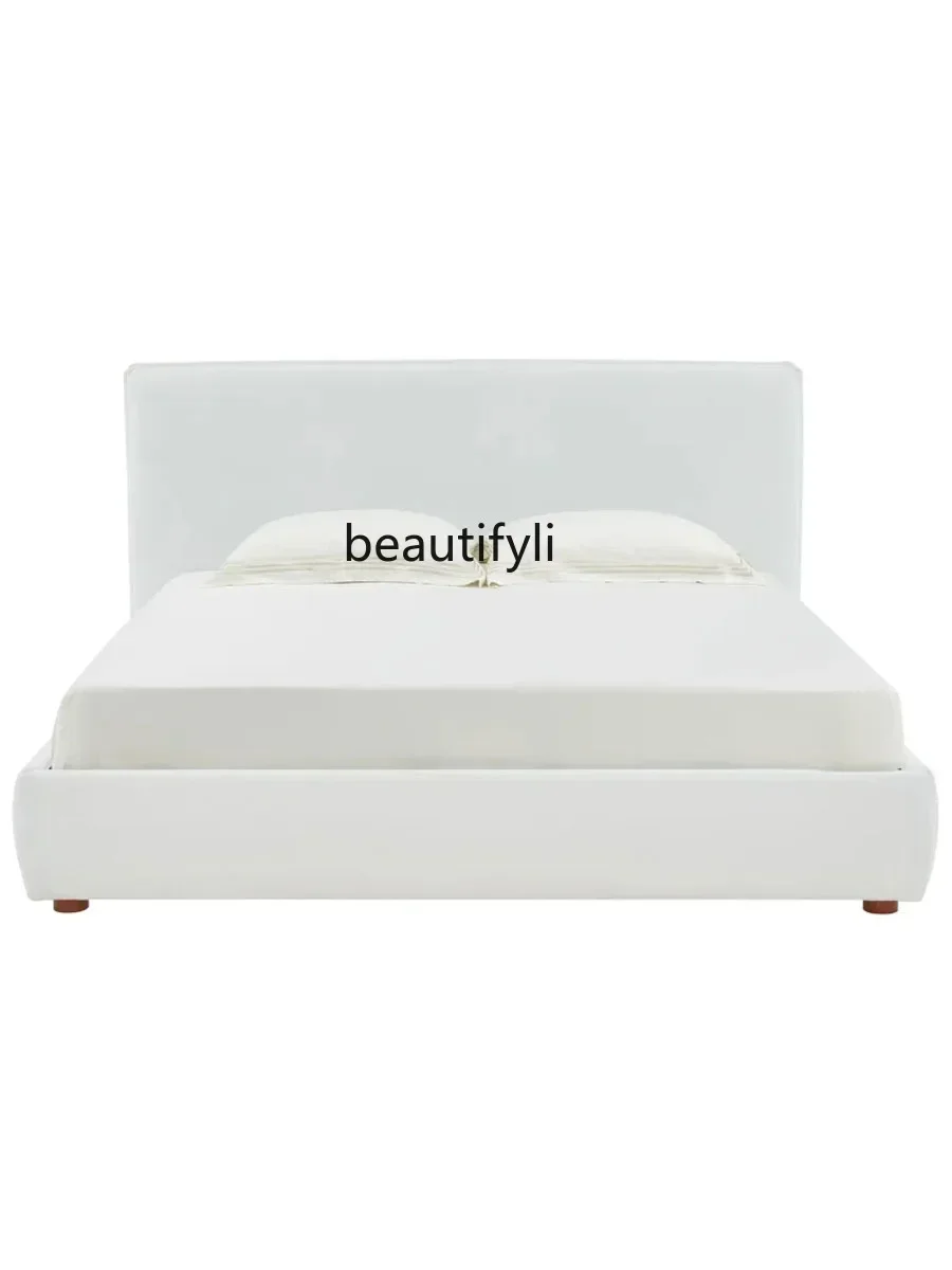 A71 A44 French Cream Style Master Bedroom Bed Nordic Lambswool Soft Bag Backrest Fabric Bed Simple Small Apartment Double Marria