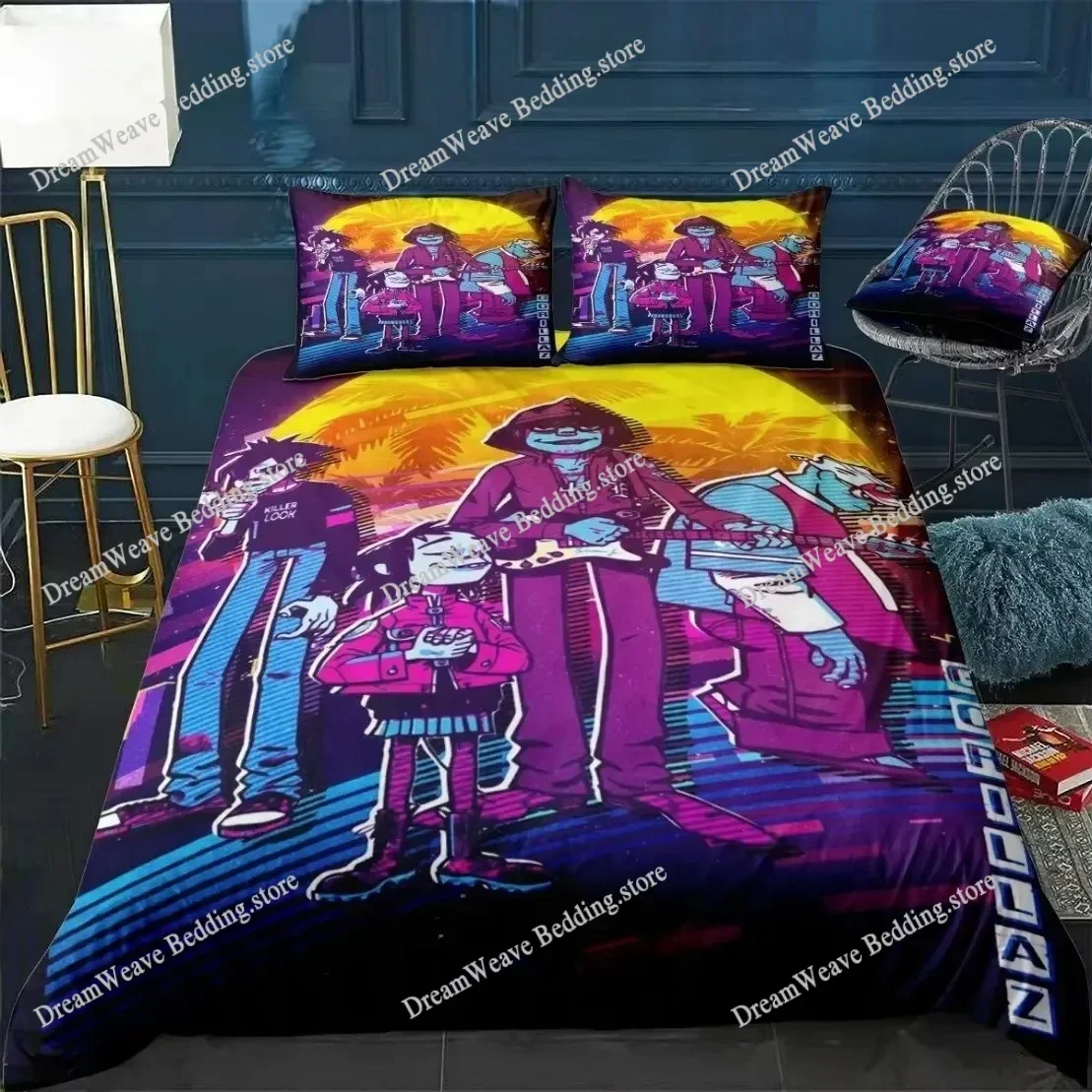 

Home Textile Cartoons Music Band Gorillaz Cover Duvet Cover Pillow Case Boy Girl Polyester Bedding Set King Queen Twin Size741