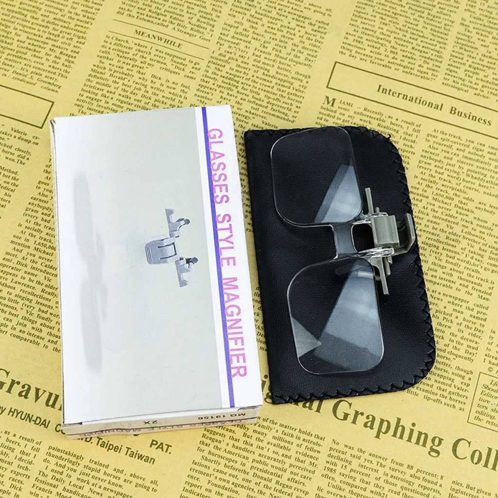 Clip On Head-Mounted Magnifier for Eyeglasses 2.0+ Magnification Strength Magnifying Glasses for Close Work Read Repair