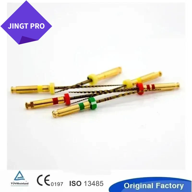 JINGT PRO Heat-Activated NiTi Rotary Endodontic Files 5 Boxes Anti-Fatigue Structure for Root Canal Shaping No Cracks Scratches