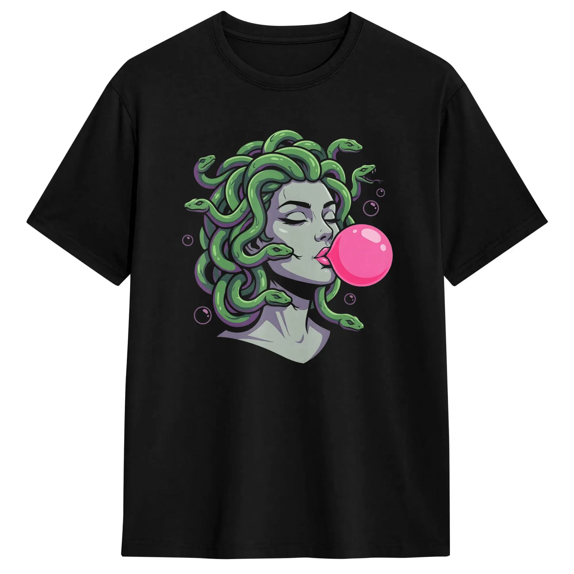Medusa Bubble Gum T Shirt  Novelty T Shirts Short Sleeve Aesthetic Tops Beach Cotton Oversize Clothes