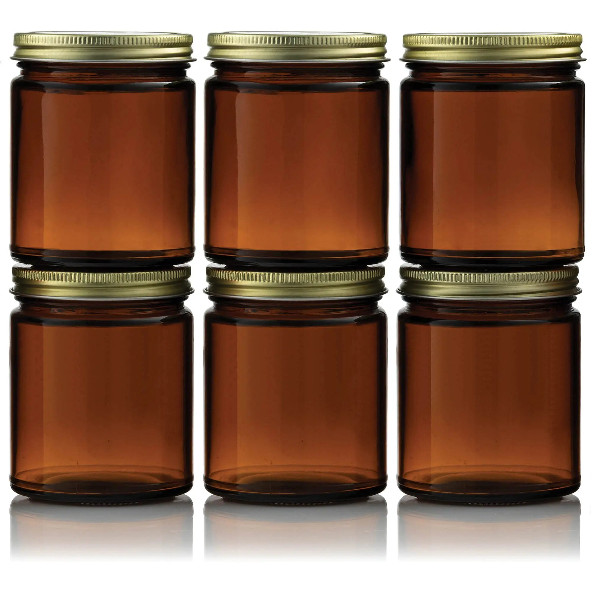 

12 Pack Amber Glass Jars with Lids 8 Oz Glass Jars Small Canning Jar for Making Candles, Food Storage, Spices