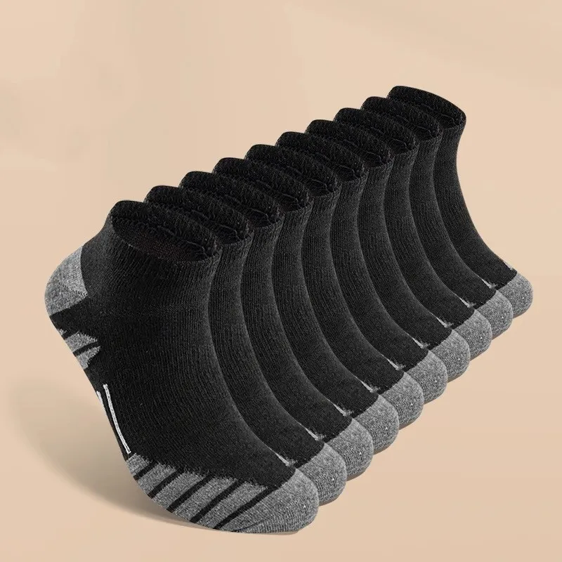5pair sAutumn and winter simple black, white, and gray boat socks, thick, breathable, sweat absorbing sports socks, running sock