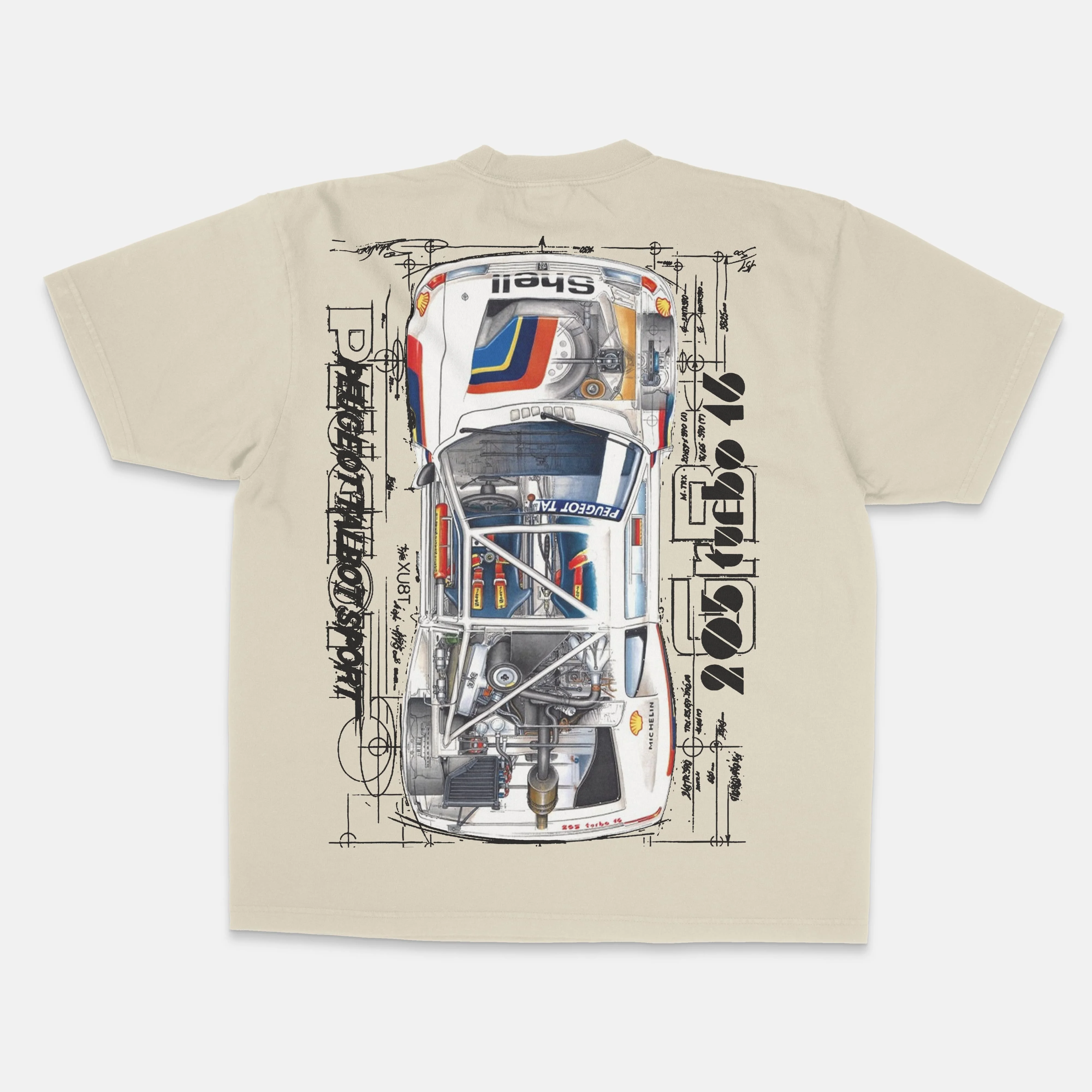 Art WRC Engineering Perspective Aesthetics 205 Turbo 16 JDM Retro Racing T-Shirt Baumwolle Grafik-T-Shirt Herren Damen Sommer Streetwear – Detail 5