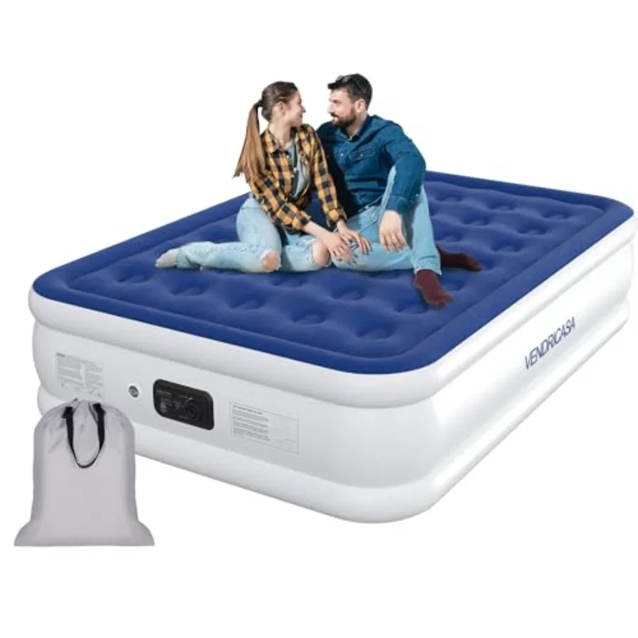 

Full Air Mattress with Built in Pump 18" Raised Inflatable Mattress Self Inflating Blow Up Bed Comfort Portable Air Bed with Ca