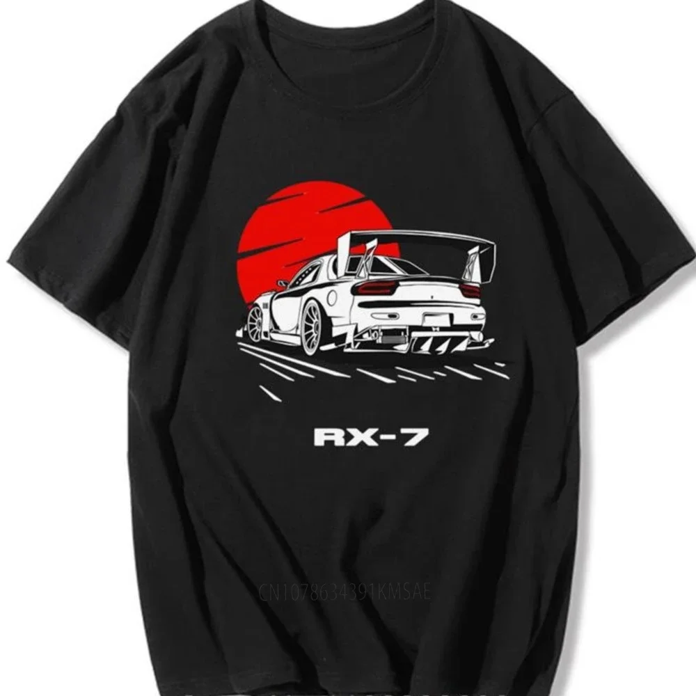 JDM T Shirt Car Drift RX-7 Sundown Tops Male Manga Cotton Summer Casual Graphic Tee EU Size Japanese Style Unisex Harajuku