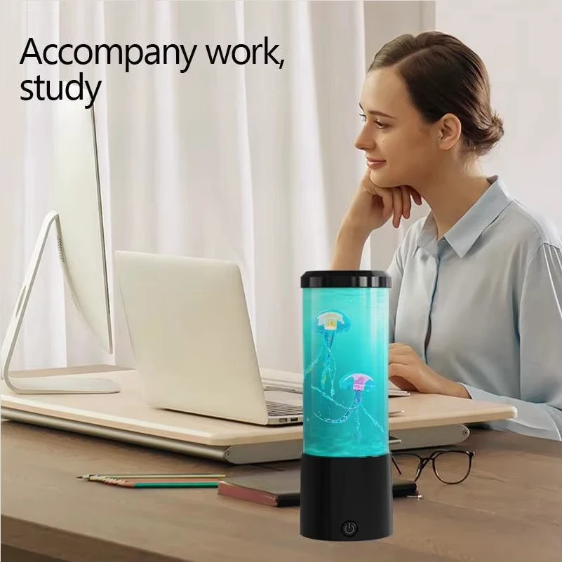 クラゲ溶岩ランプ、水族館オーシャンナイトライト 7 色 LED クラゲムードライト家庭用寝室デスクトップ装飾ギフト