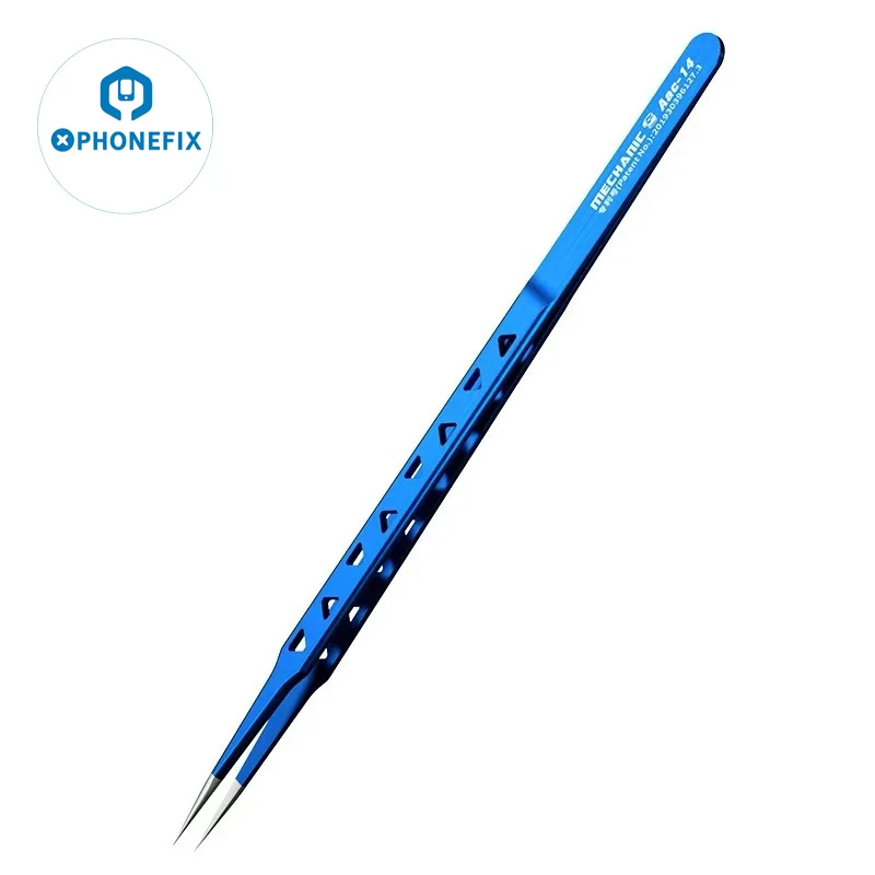 AAC-14 mekanik pinset anti-panas berongga sidik jari presisi garis terbang telepon antimagnet Forceps elektronik