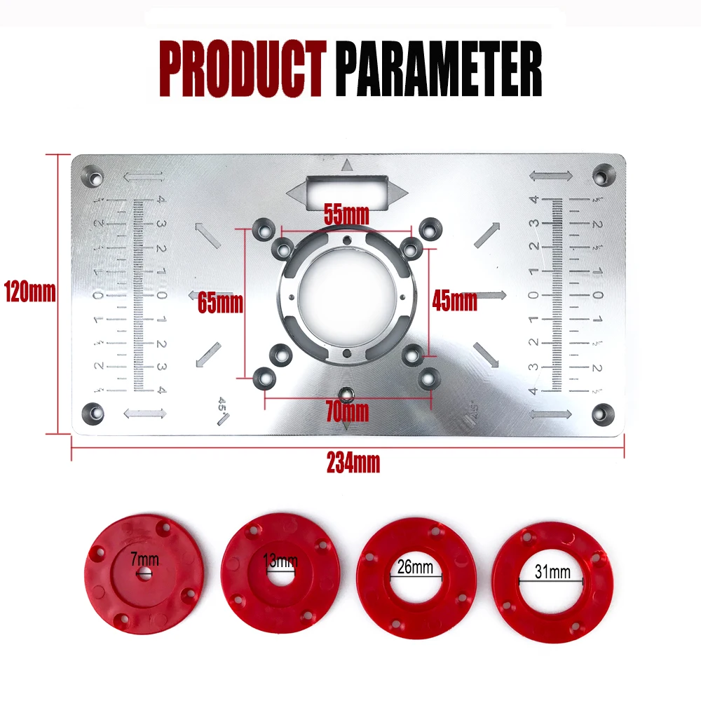 Trimming Machine Flip Plate Woodworking Benches Router Table Insert Plate with Rings Suitable for Trimmers Diameter 64-65.5mm