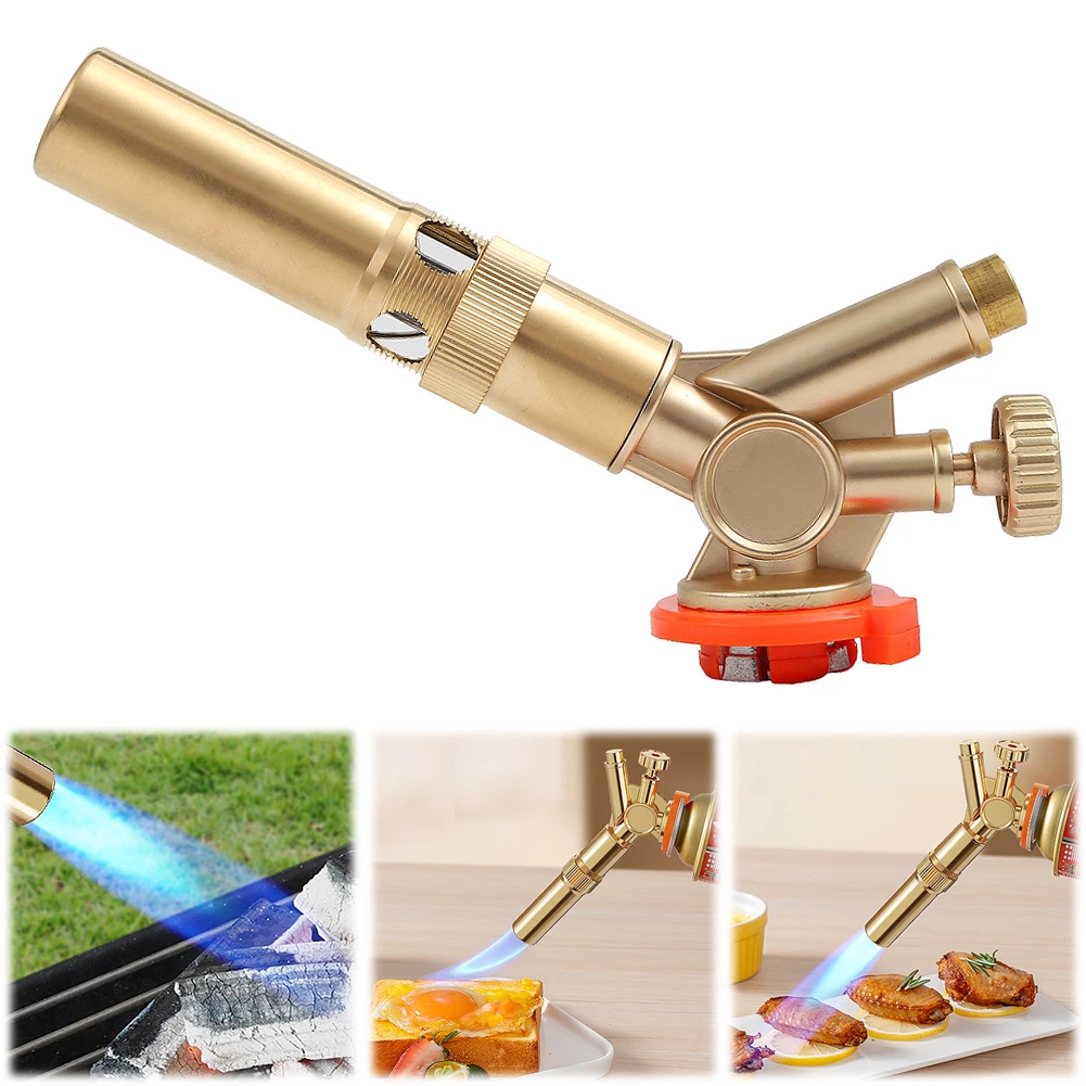 Culinary Torch Brass with Adjustable Flame Kitchen Cooking Torch Blow Torch Lighter for Creme Brulee BBQ Baking