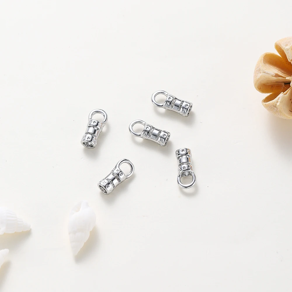 10 Stück Messing 18 Karat vergoldete Crimp-End kappen mit Schlaufen schnur rohr Zylindern den Kappe für Leders chnüre und Ketten DIY Schmuck herstellung – Detail 6