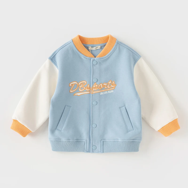 Dave Bella Spring Junior Girl Baseball Jacket Elementary Girl Blue Sweat Jackets School Girl Sport Coat 2-9Y DB1248560