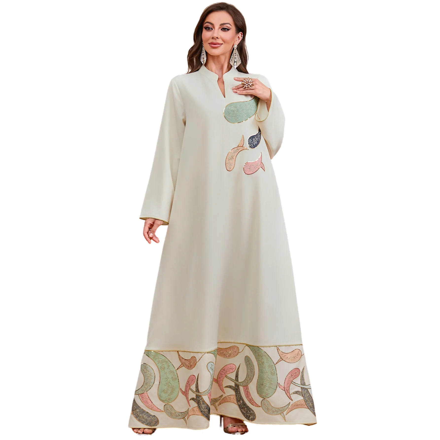 

Elegant Eid Muslim Evening Party Jalabiya Marocain Dress Ramadan Arabic Embroidery Abaya Islamic Turkish Moroccan Kaftan Gown