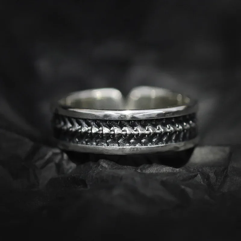 Original Wide Domineering Mens Rings Design Sense Art Silver Retro Charms Ring Adjustable Opening Party Jewelry Gift