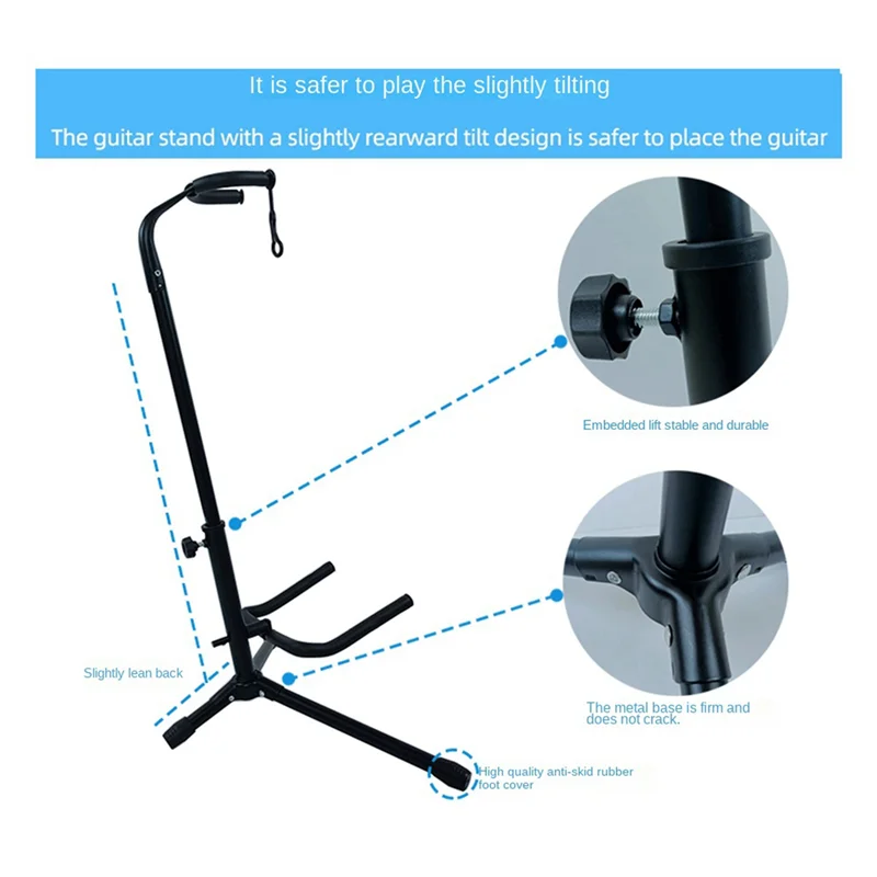 

ABJM-2X Metal Floor Guitar Stand With Tripod Holder For Acoustic Electric Guitar, Guitar Accessories