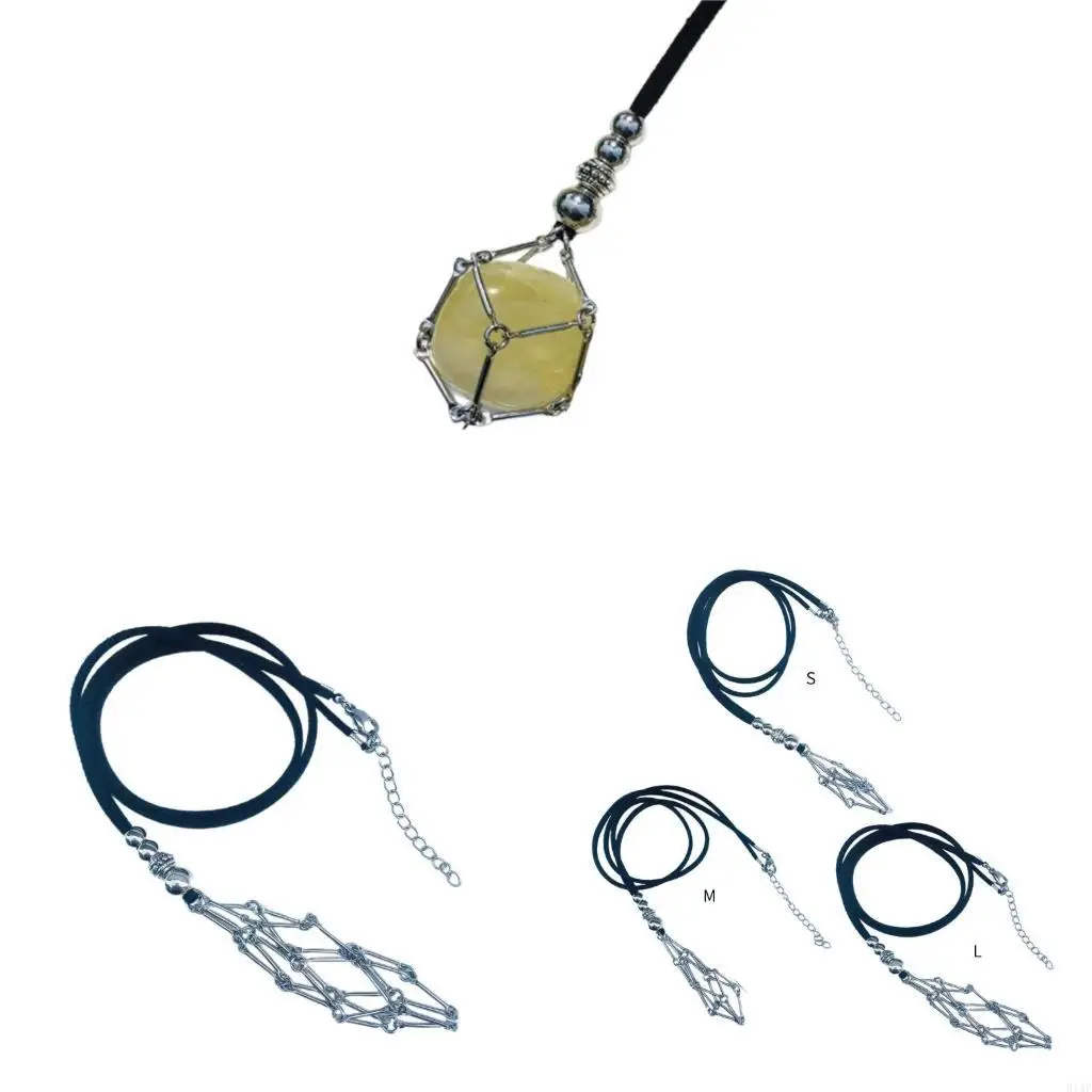91AF Crystal Cage Necklace Empty Stone Holder Necklace DIY Jewelry Accessories