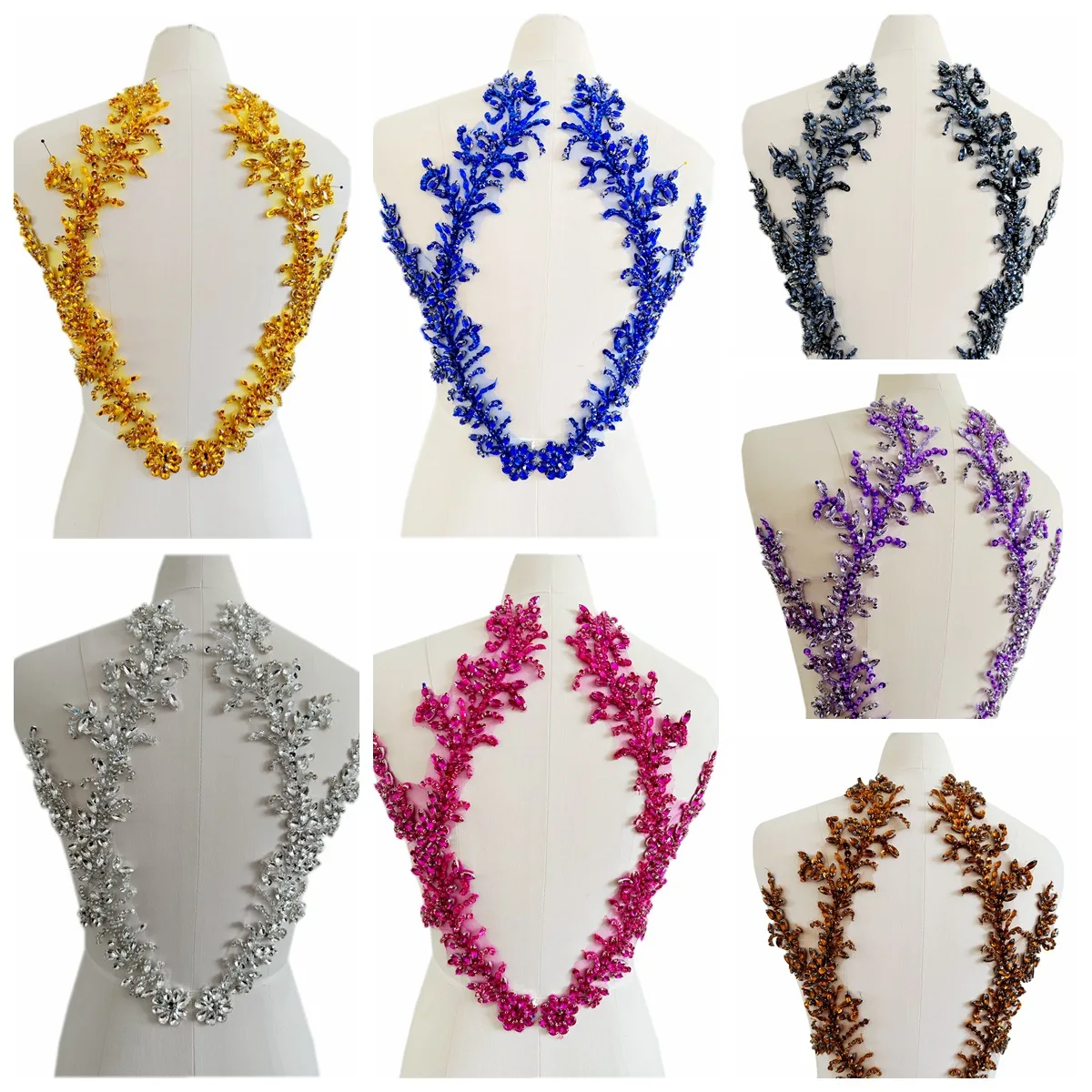 Beaded sequined mesh back decoration floral appliqué garment accessories fabric patch