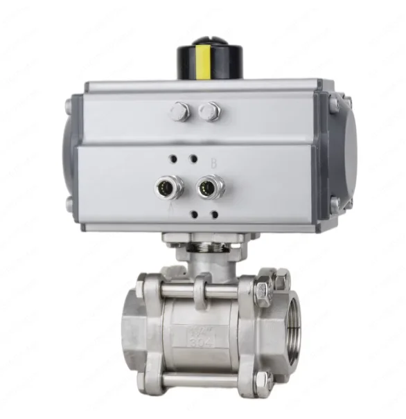 Actuating valve Three-piece 304 stainless steel pneumatic ball valve Pneumatic thread buckle ball valve