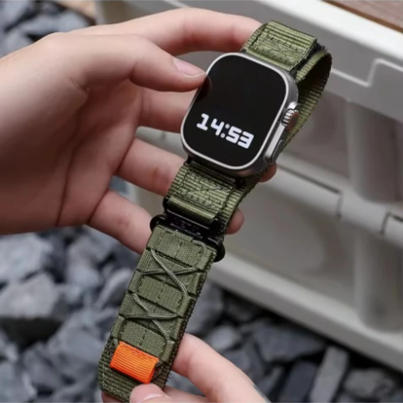 Nylon-Canvas-Armband für Apple Watch 38/40/41/42/44/45/46/49mm Sport Loopback Armband IWatch Serie 12 11 10 9 8 7 6 5 4 SE