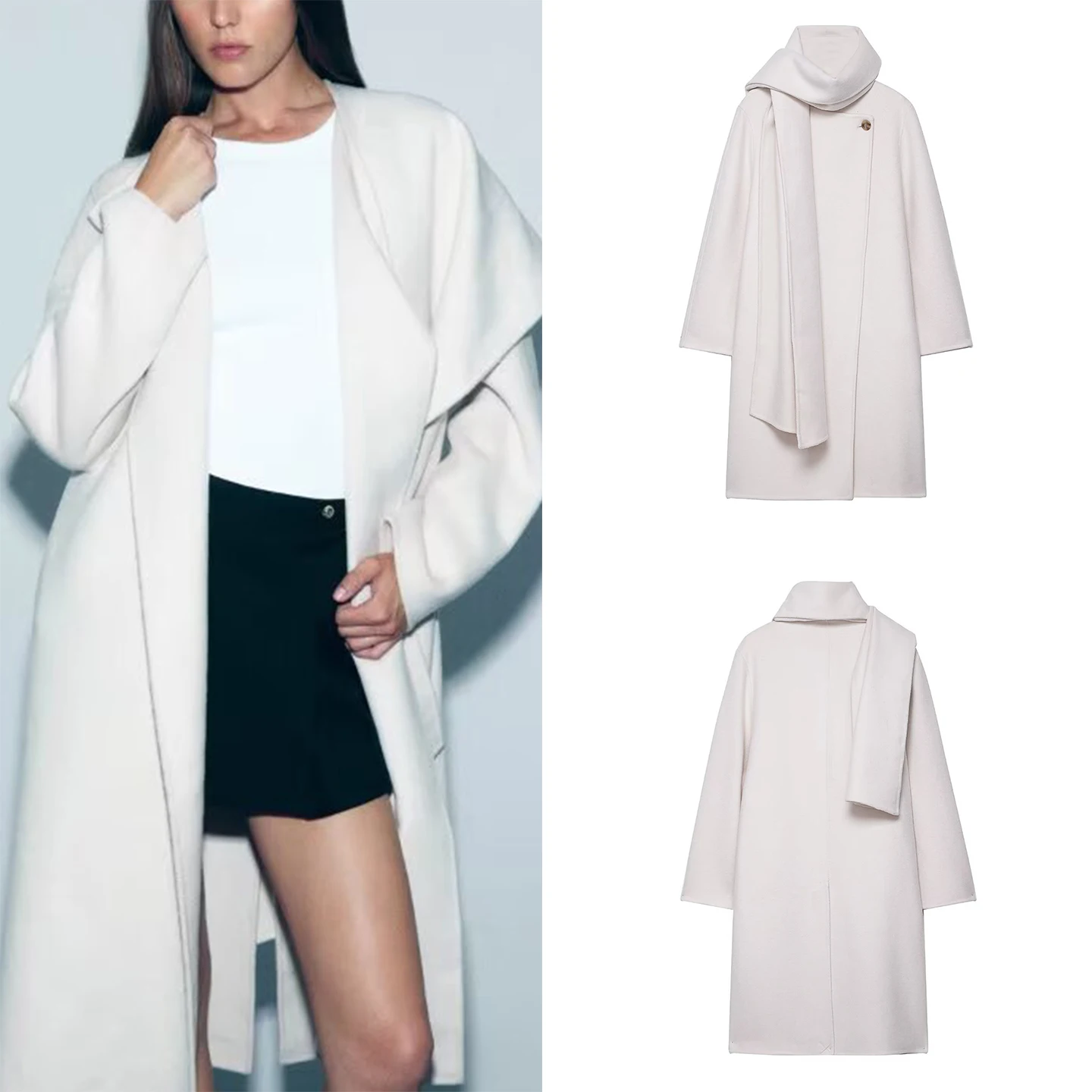 

Женское пальто ручной работы, осень 2021, новое универсальное повседневное элегантное длинное пальто с капюшоном средней длины на одной пуговице, чистый цвет