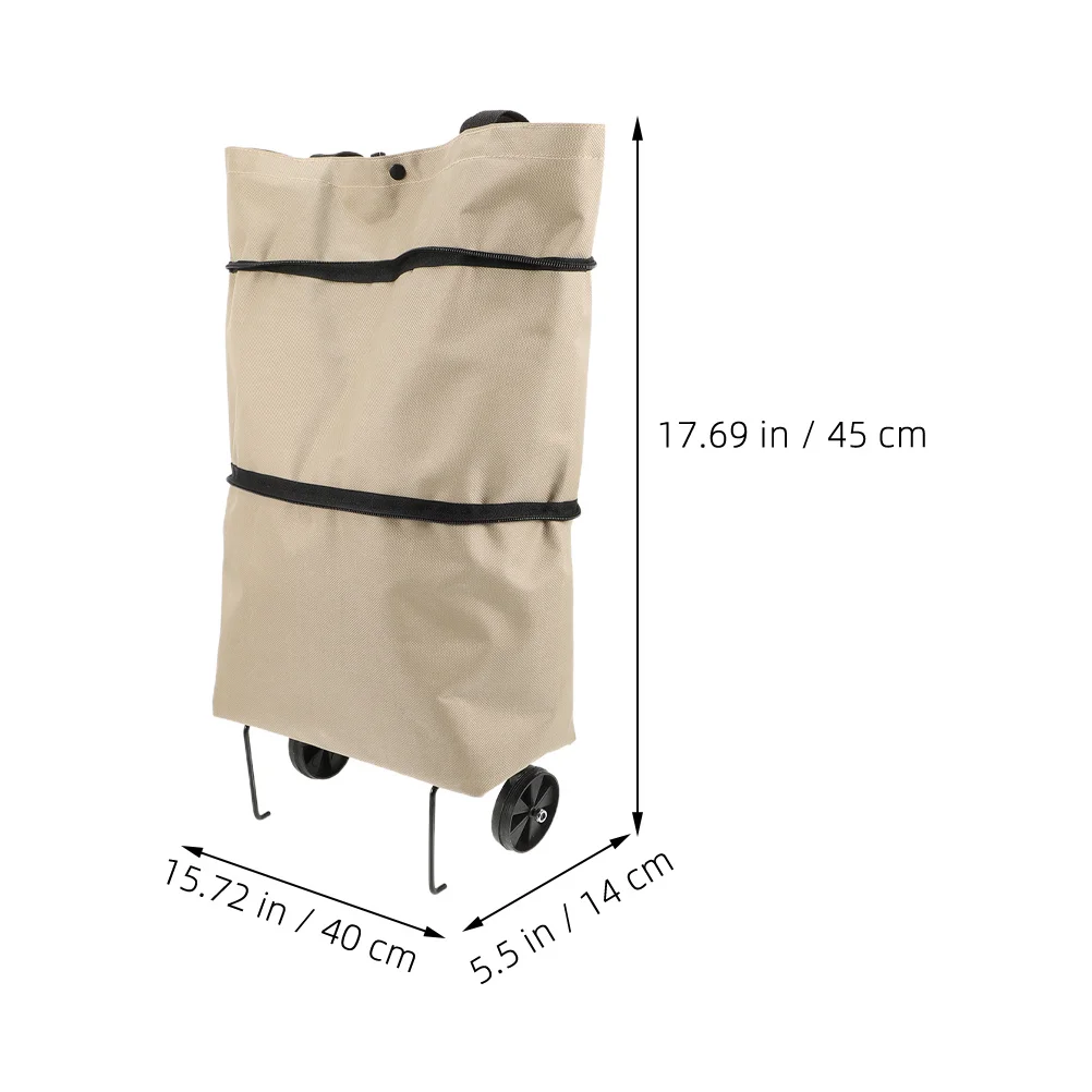 2 قطعة أكياس عربة قابلة للطي سعة كبيرة قابلة للطي حقيبة تسوق بقالة عجلات حقيبة محمولة تخزين الغسيل