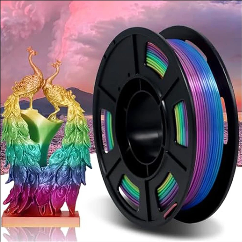 

Silk Rainbow Multi Colored Fast Color Change PLA 4 in 1 3D Printer Filament Bundle, Multi Colored Silk PLA 250g/Spool