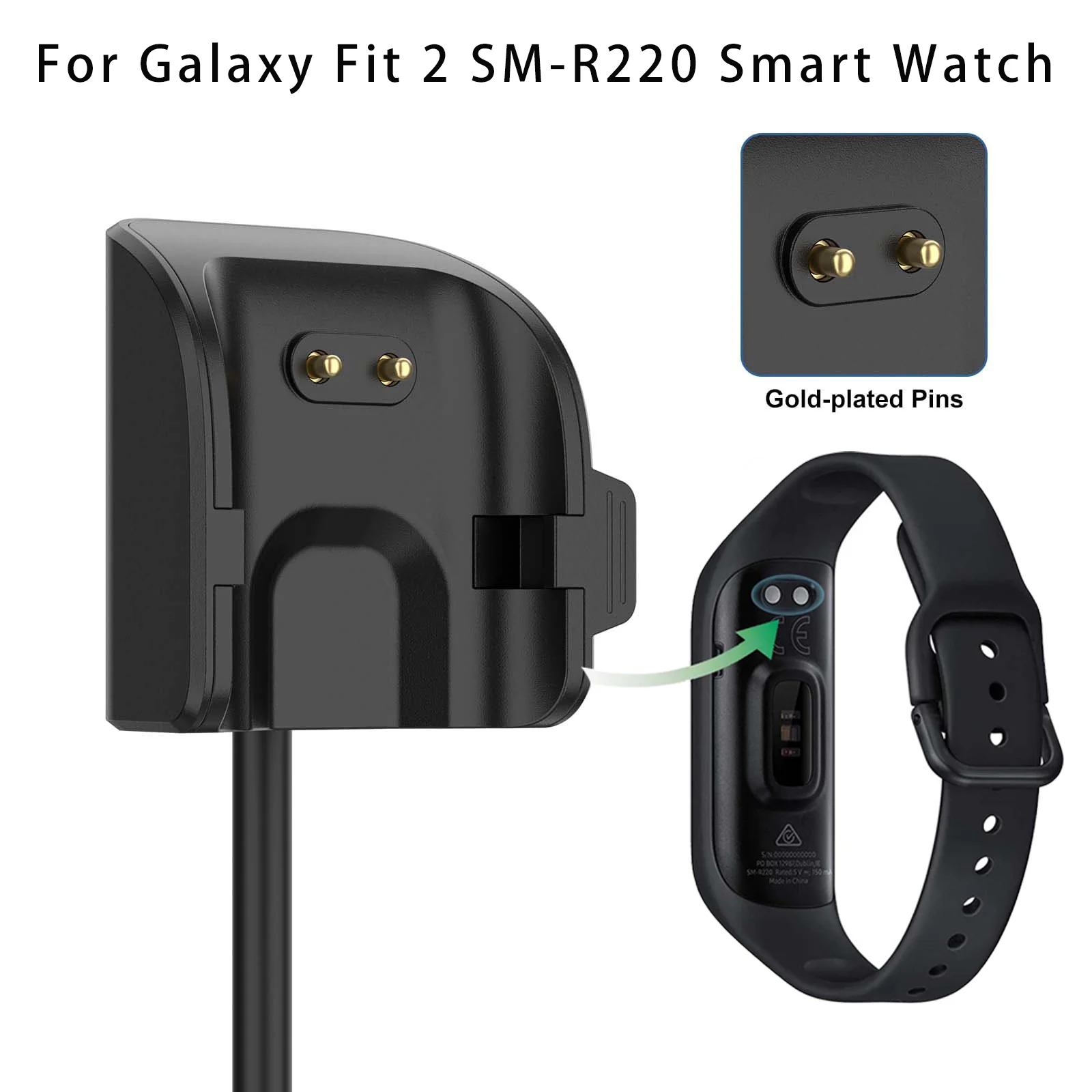 Para Samsung Galaxy Fit 2/SM-R220 (no aplicable al Gear Fit-2) Cable de carga del cargador de repuesto del cargador USB Smartwatch