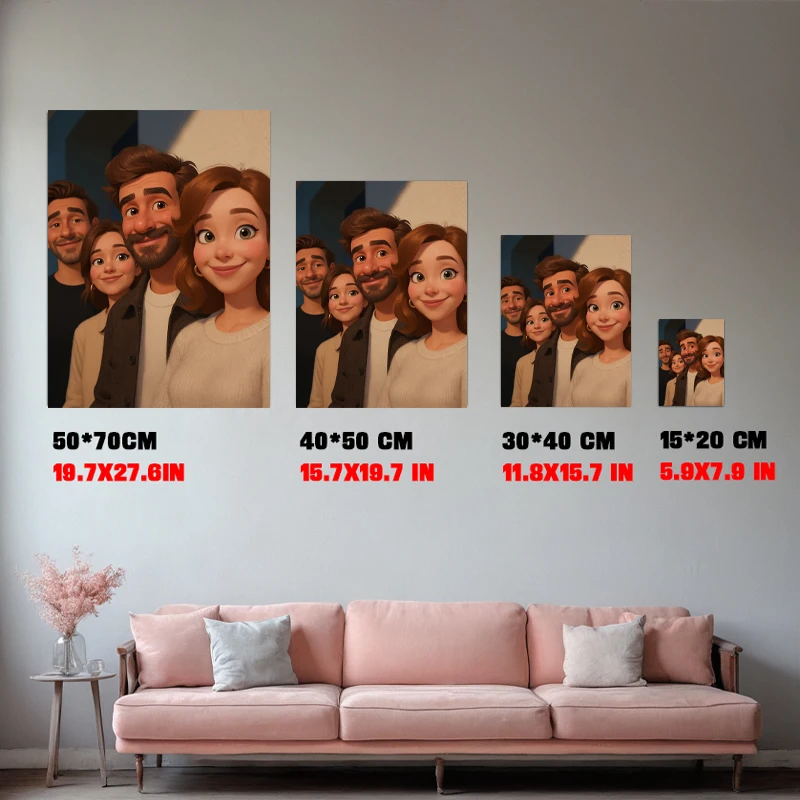 قطعة واحدة من لوحة قماشية كرتونية مخصصة، قم بتخصيص صورتك، موضوع الموضة، الرسوم المتحركة، ملصق بدون إطار