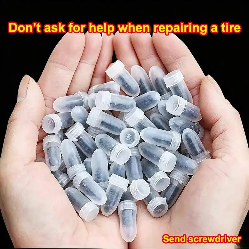 50Pcs Tubeless Tire Repair Rubber Screws With Thickened Design And Quick Repair Function Perfect For Car Motorcycle