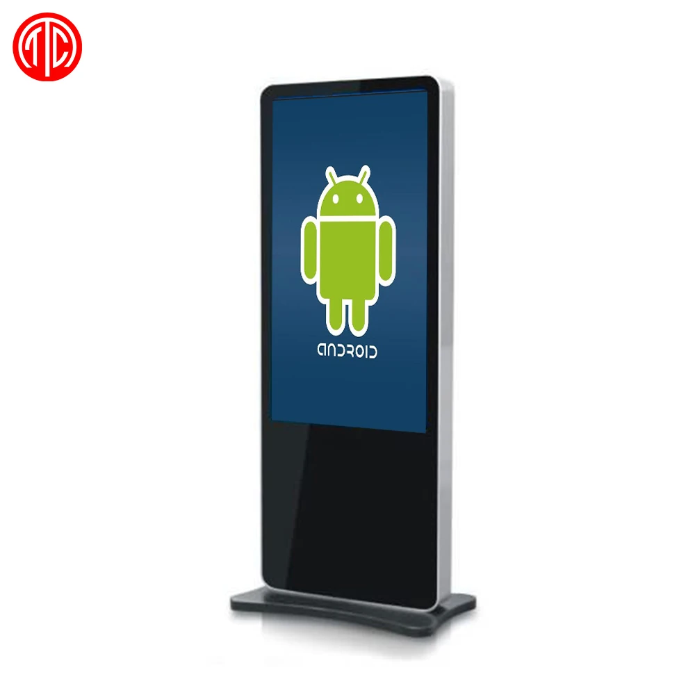 55inch Digital Signage Display Touch Screen Kiosk Full High Definition Lcd Android Player Interactive Tempered Glass Floor Stand