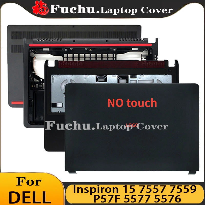 portatil para dell inspiron 15 7557 7559 p57f 5577 5576 lcd tampa traseira superior palmrest base inferior tampa da porta dobradicas novo case do 01