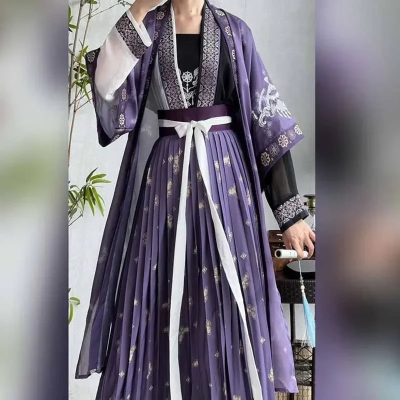 

Chinese Hanfu Dress Women Fairy Cosplay Costume Ancient Ethnic Style Hanfu Purple&Blue Dress Plus Size XL