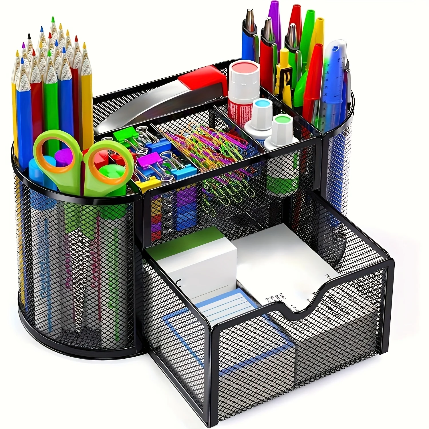 

Streamlined Design Multi-Functional Desk Organizer - Metal Mesh Pen Holder & Office Supply Caddy, Non-Waterproof, Ideal For A