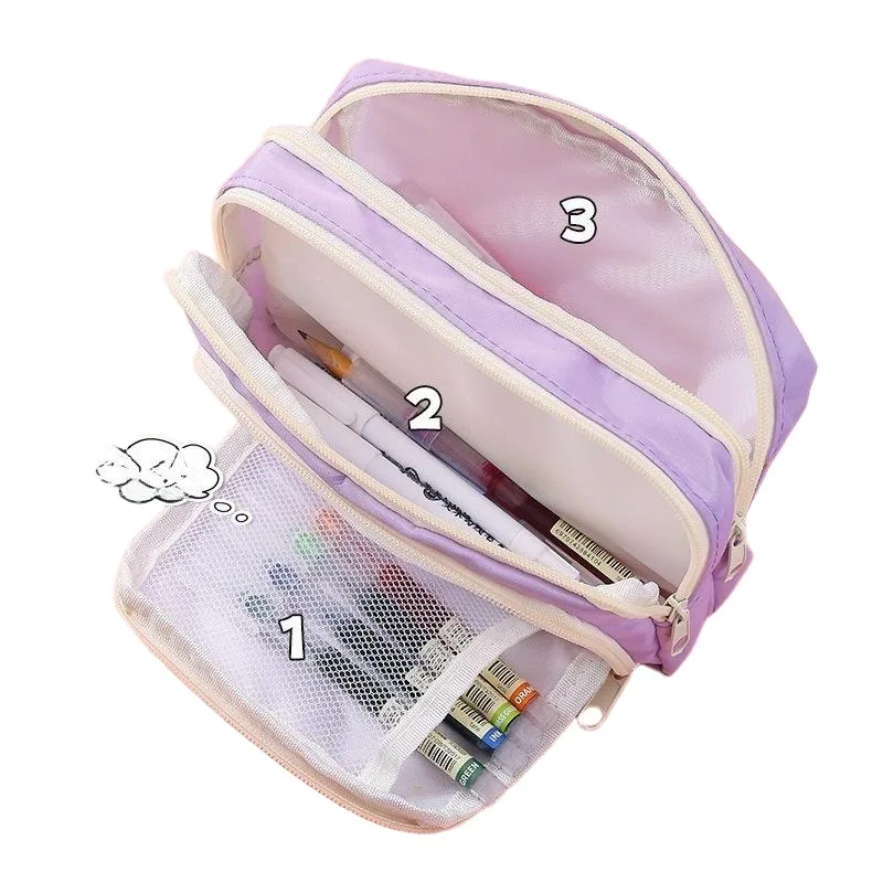 Snoopy Cartoon Printed Candy Color Stationery Pencil Case Storage Bag for Daily Stationery Organizer Portable Pouch for School