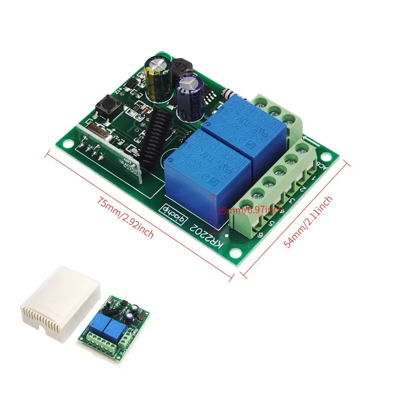 433 MHz Remote Control Switch 2 Channel AC 110V 220V RF Relay Receiver For Lighting Garage Door Opener