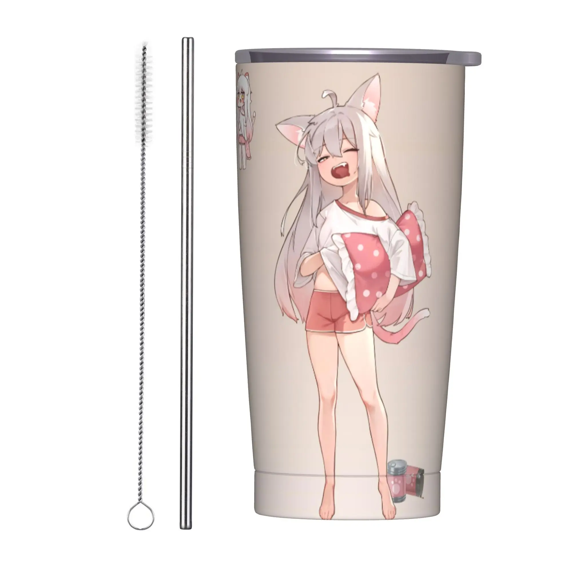 Trickcal C-Chibi Go Games Insulated Tumbler with Lid  Stainless Steel Thermal Mug Office Home Car Bottle Cup 20oz