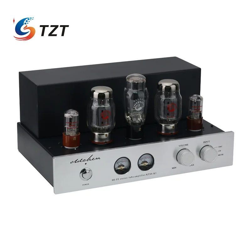 TZT KT88-K1 versión VU Meter/versión Bluetooth5.0 Clase A amplificador de tubo electrónico puro HiFi salida de 15Wx2 con 5 tubos de vacío