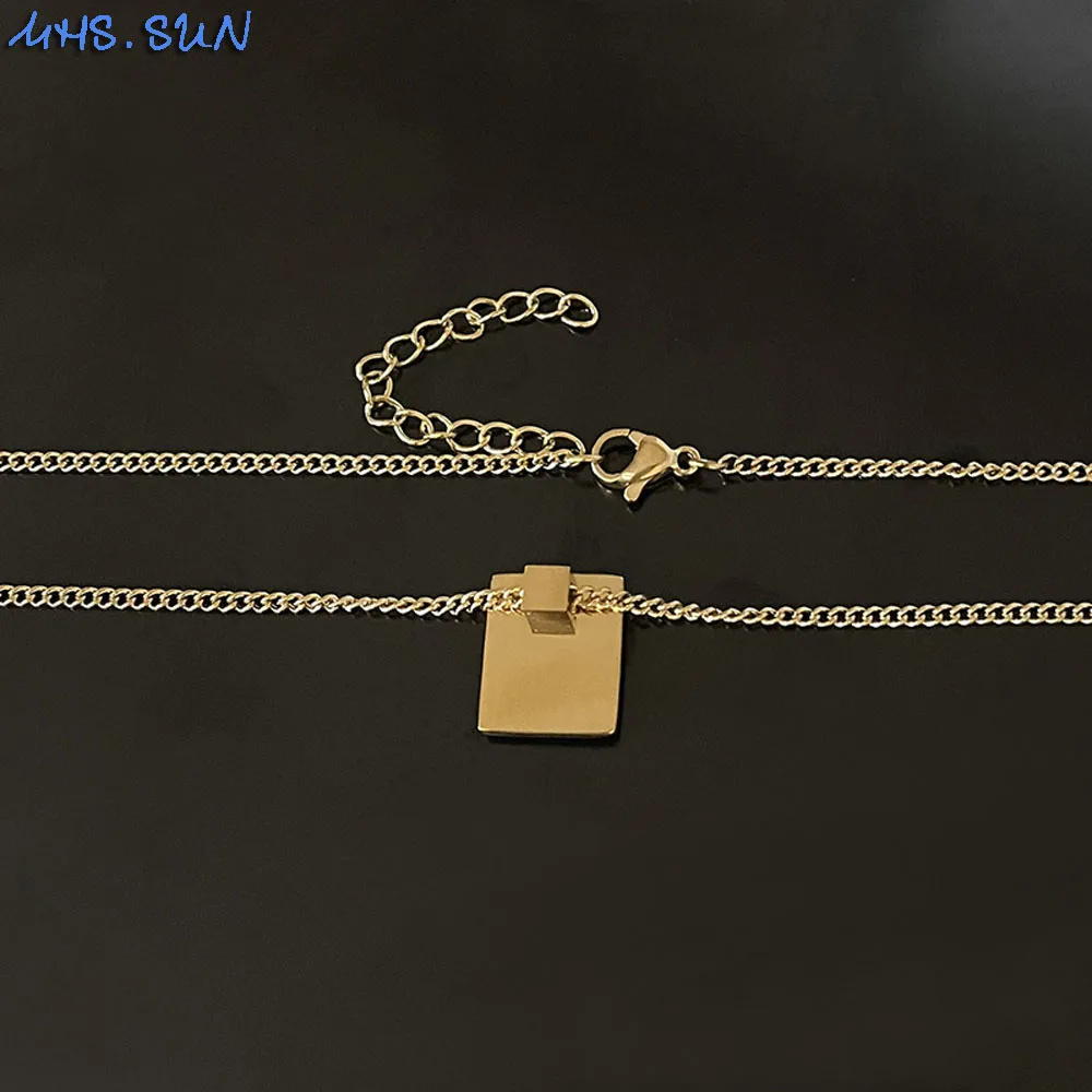 MHS.SUN 1PC Fashion 26 Initial Letter Pendant Necklaces Women Gold Color Stainless Steel Chain Necklace Girls Choker Gift