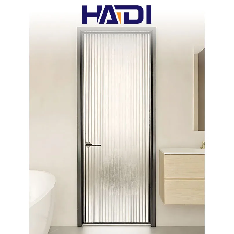 Luxury Interior Aluminum Alloy And Frosted Glass Waterproof Swing Door For Bedroom For Residential Bathroom And Hotel Use
