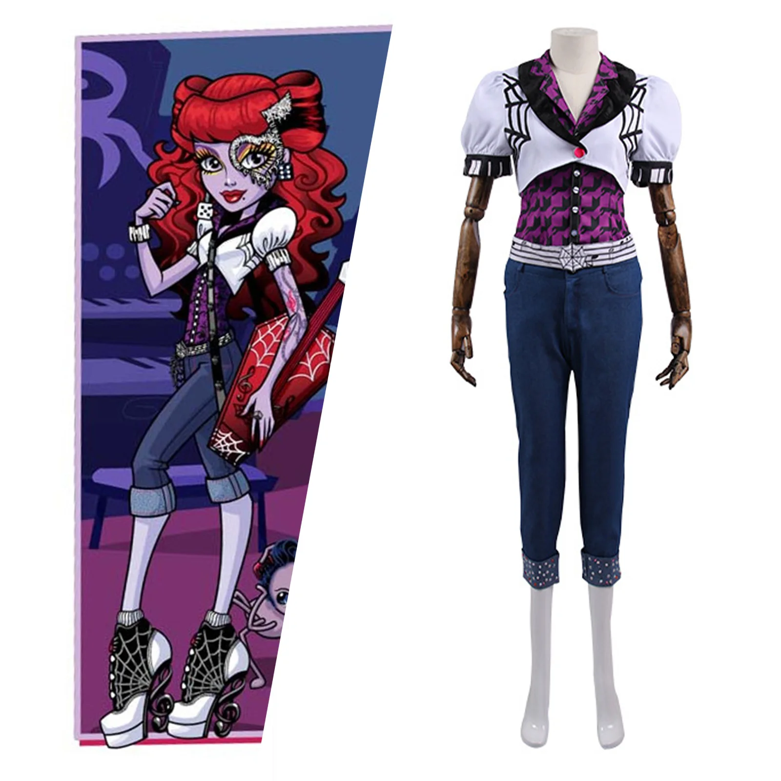 

Monster High Operetta Cosplay Costume Purple Coat Belt Uniform Skirt for Womens Customize Clothes