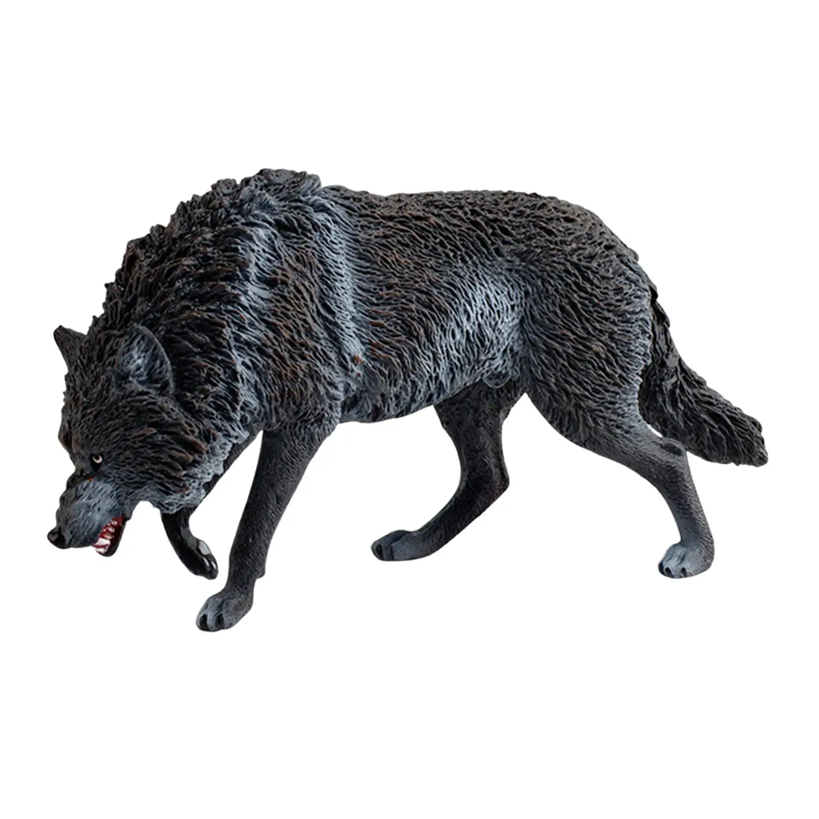 Mini figura de lobo artesanal, juguetes de animales en miniatura para niños, niñas, niños, negro