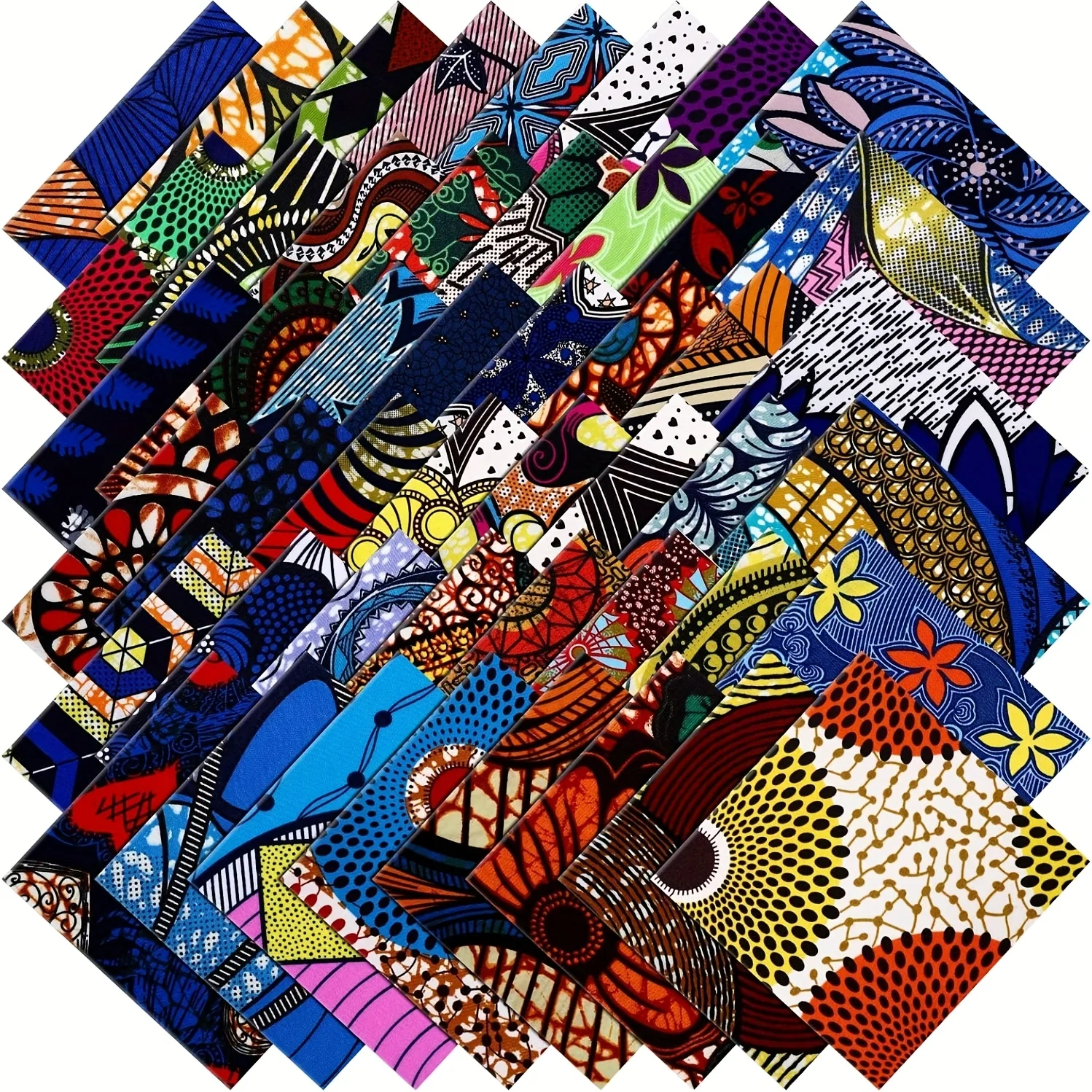 30/100pcs 4x4Inches pre cut fabric,Multicolor African Fabric Square No Repeat Patchwork Fabric Patchwork Bundles  DIY
