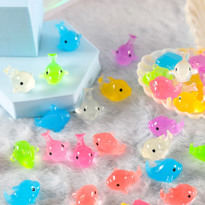 Micro Landscape Miniature Figurines Luminous Dolphin Animal Resin Ornament DIY Accessories Home Decoration