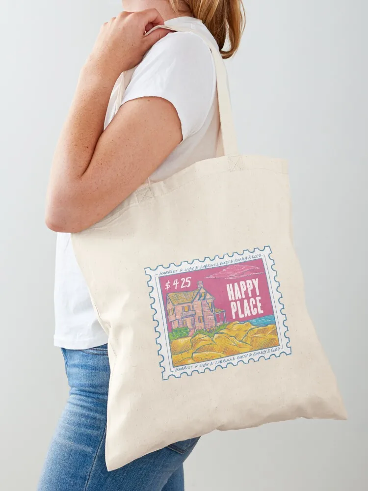 ختم كوخ من Emily Henry's Happy Place Tote Bag حقيبة الشاطئ حقائب السيدات حقيبة المتسوق قماش المرأة